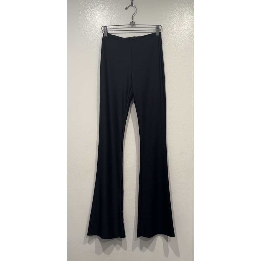White Fox Shock Value Flared Pants Going Out Shiny Black Size XS Sexy Club Party